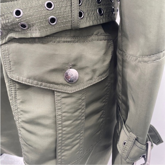 Andrew Marc Women’s Olive Trench Khaki Utility Jacket Size Large - Picture 4 of 12